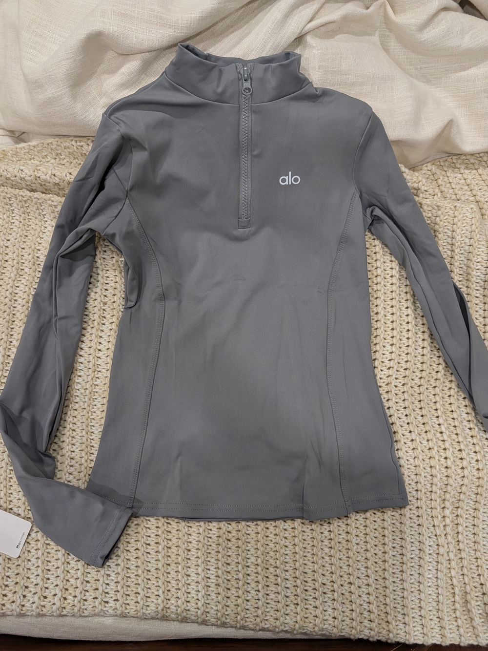 ALO Yoga Gray Half-Zip Performance Top